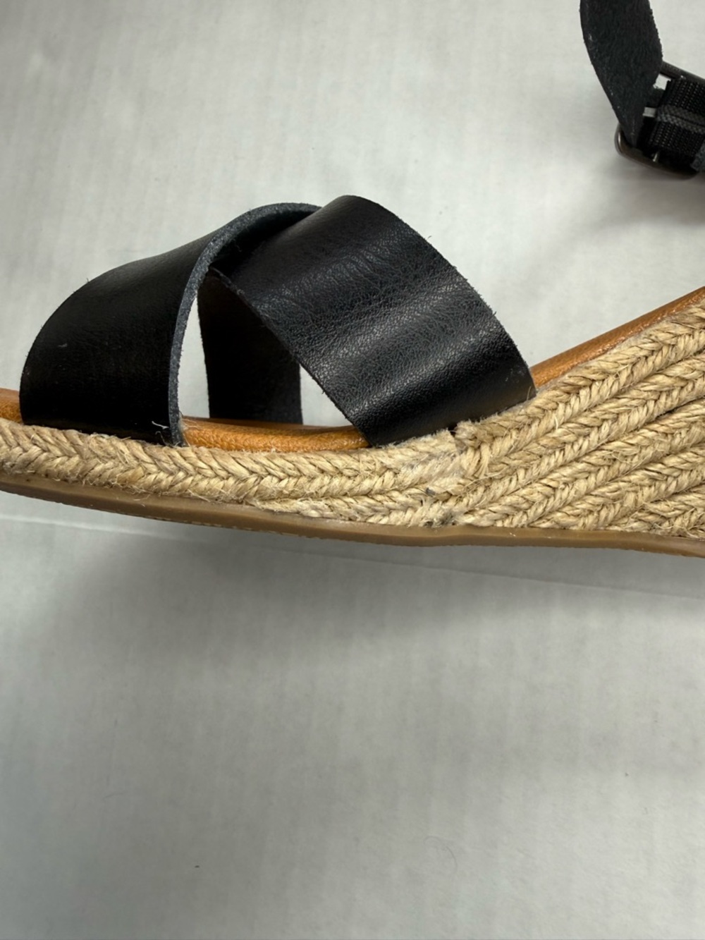 Ankle Strap Espadrille Wedge Sandals Black Tan Size 9 - Picture 12 of 14